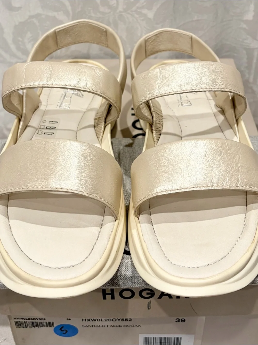 New in Box HOGAN Pearly Ivory Leather Slingback Sandals US9 EU39 Italian $495